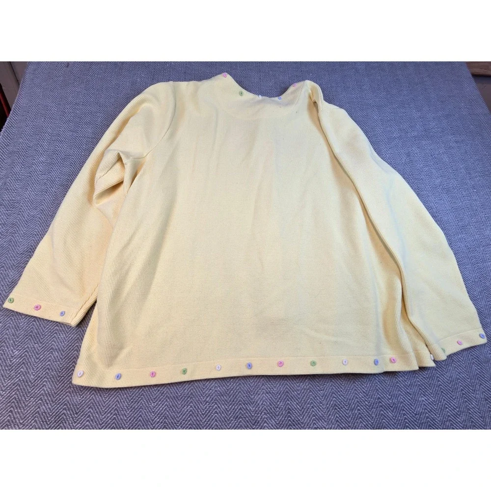 CJ Banks Yellow Hand Embroidered Button Front Ribbed Cardigan Sweater 2X